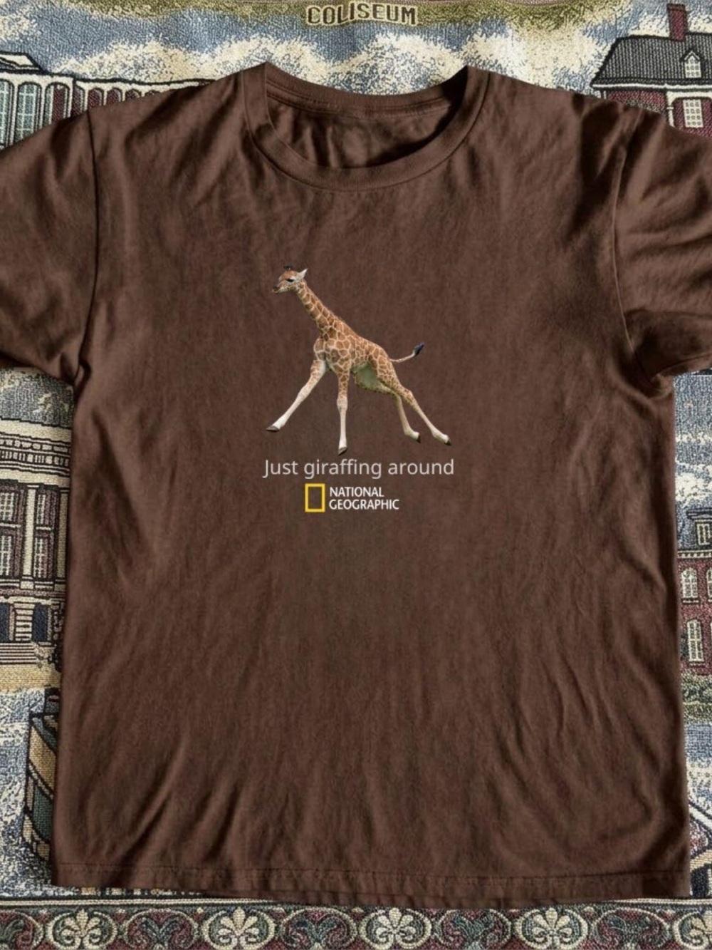 Dark Chocolate Tee with Giraffe Print